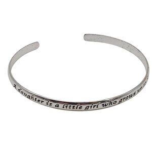 Sterling Silver Cuff Bracelet Engraved  A Daughter Is A Little Girl Who Grows Up